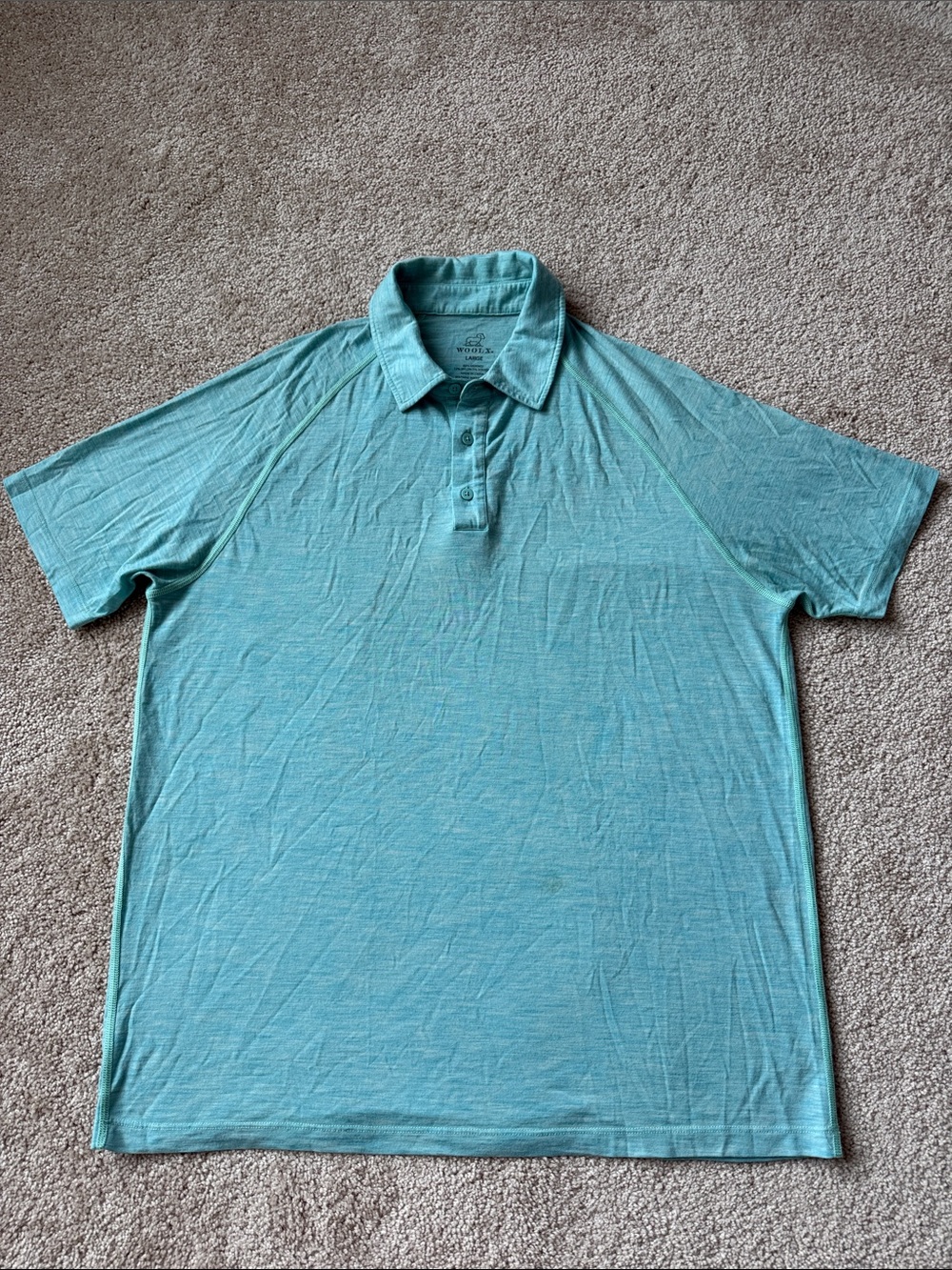 WoolX Teal Blue Merino Wool Blend Polo Short Sleeve Shirt